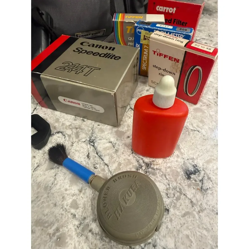 Canon T80 Kit w Lenses Cleaner Filters Bag and Manual